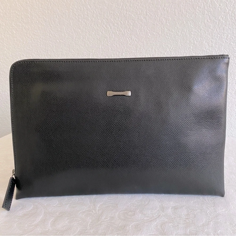 Salvatore Ferragamore black leather laptop document case